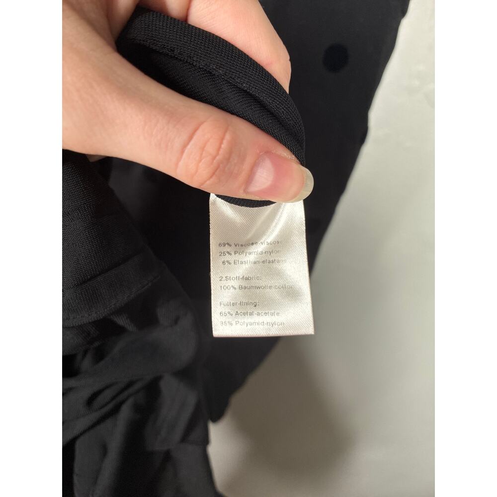 Akris Punto Polka Dot Dress Womens 6 Black Square Neck Midi LBD Ruffle Cocktail - Picture 10 of 10